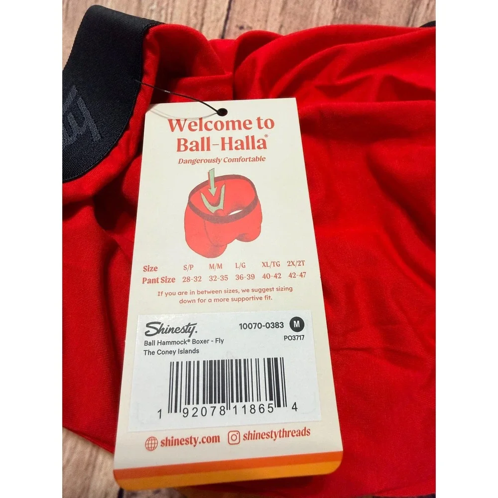Shinesty Ball Hammock Boxers Mens Medium The Coney Islands Red Hot Dog Pouch NEW